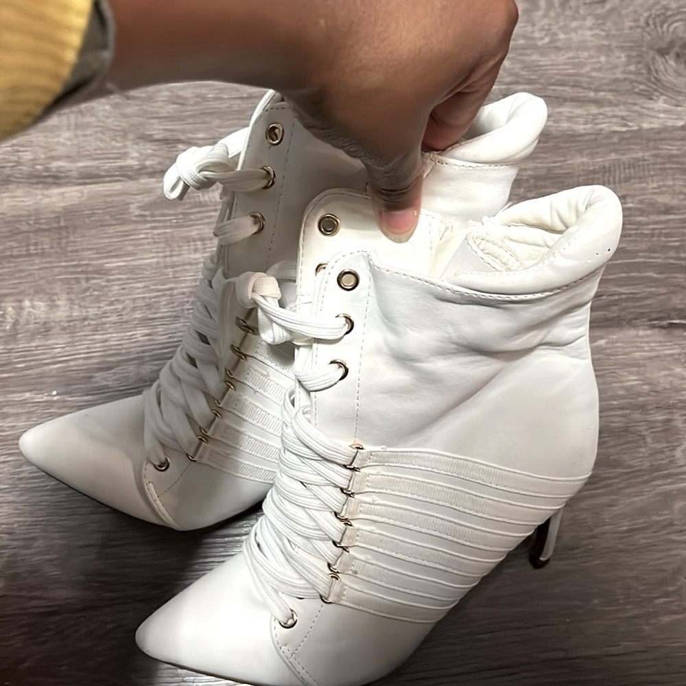 White heeled boots